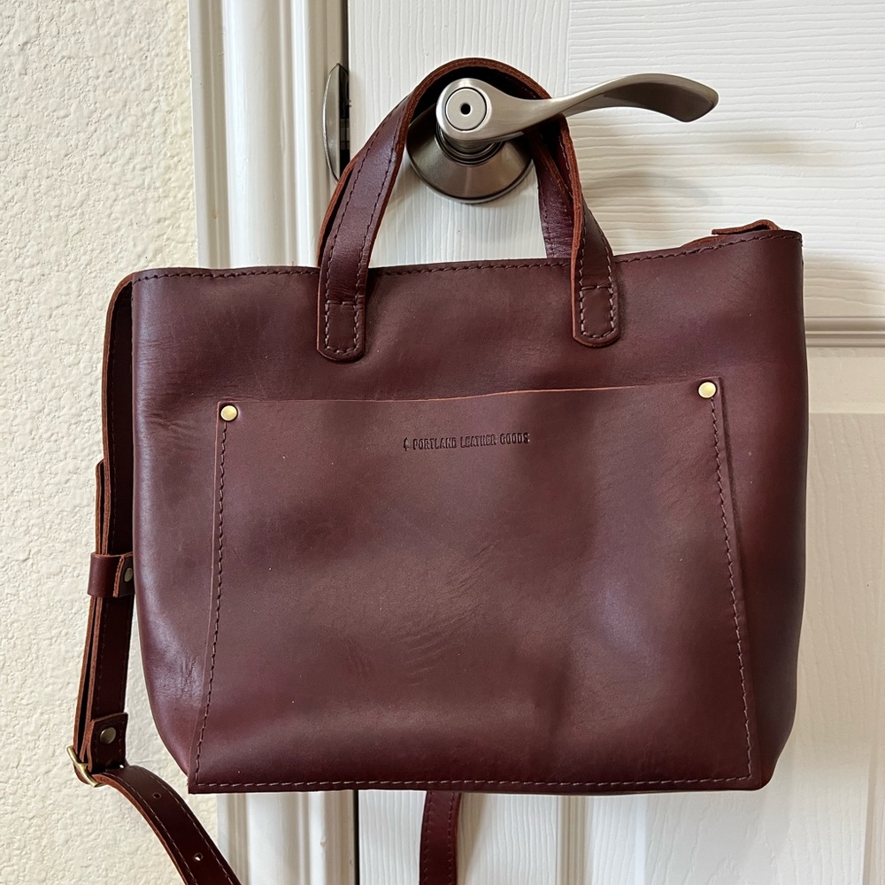Portland Leather Goods Mini Crossbody Zippered New cognac